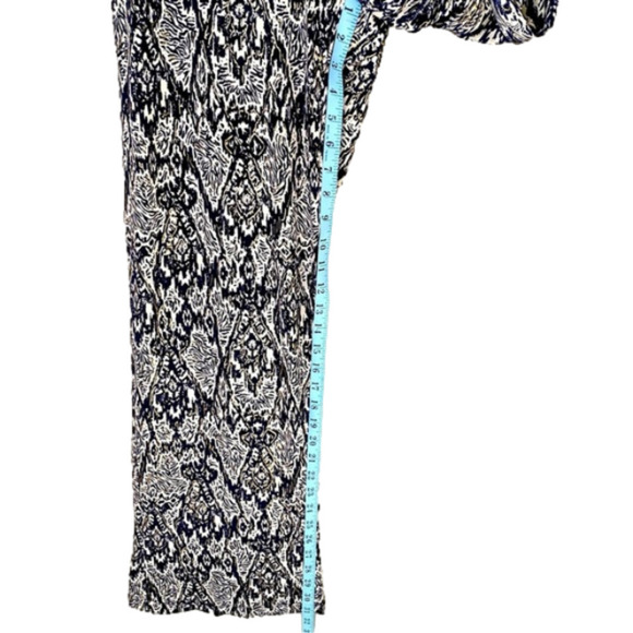 IMAN Global Chic Pants Luxury Wide Leg Style Blue/Gold/Cream Women M Average - Picture 6 of 11